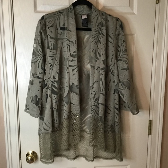 Chico's Jackets & Blazers - Chico’s Travelers Green Open Front No-Wrinkle Kimono - L